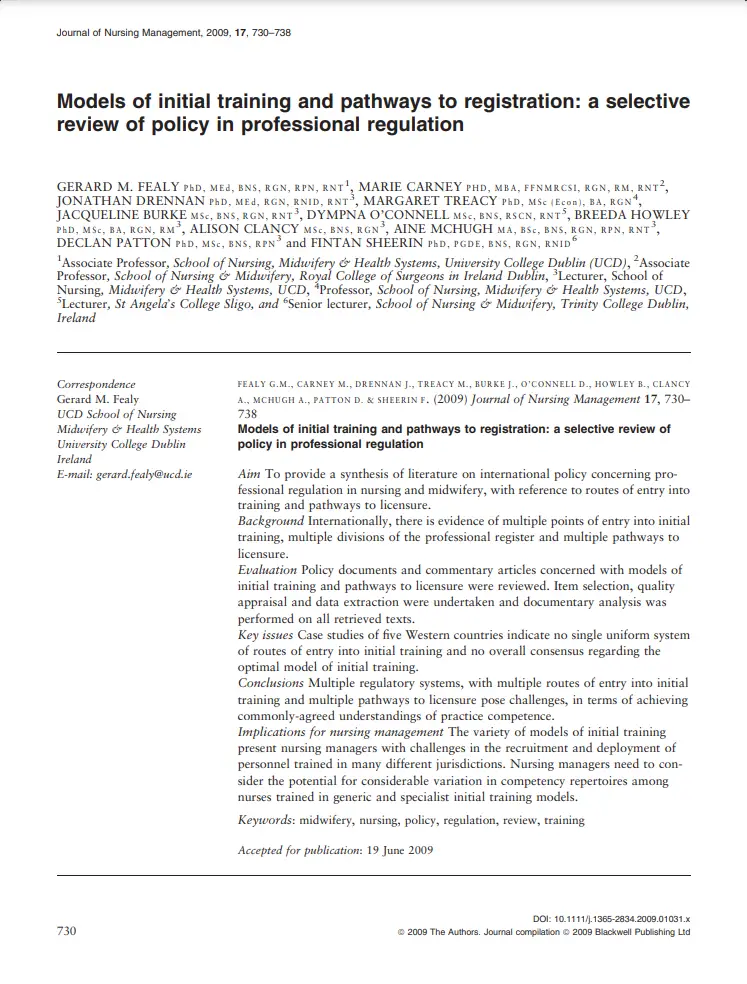 Models of initial training and pathways to registration